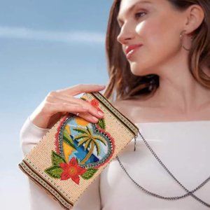Mary Frances Vacation Dreaming Beaded Crossbody Phone Bag